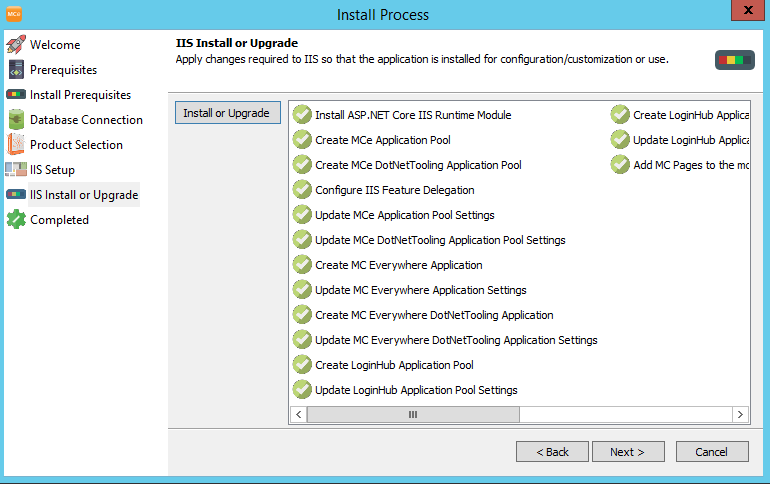 IIS Install or Upgrade List